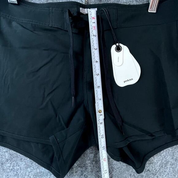 prAna Schaffie Swim Shorts Womens Small Black Stretch Pocket Drawstring Recycled - Picture 6 of 12